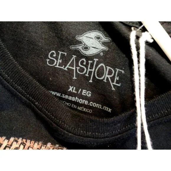 SEASHORE Men's XL(46-48 ) T-Shirt black100%cotton made in Mexico - Picture 4 of 4
